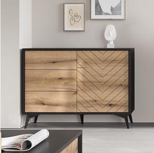 Komoda DIAMOND 77x104 cm čierna/dub evoke