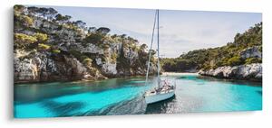 Obraz - Pláž s plachetnicou (120x50 cm)