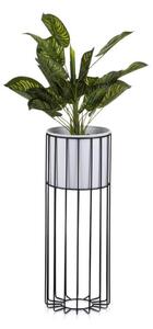 Kovový kvetináč LOFT 55x20 cm čierna/biela