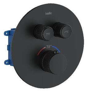 Kielle Oudee - Termostatická batéria pod omietku, vrátane telesa, na 2 spotrebiče, matná čierna 10602204