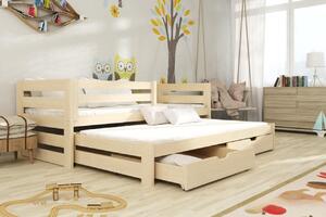 Detská posteľ z masívu borovice SAMUEL s prístelkou 200x90 cm - prírodná