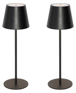 Sada 2 stolových lamp čiernych so stmievačom a nabíjateľných - Murdock