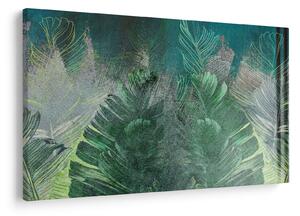 Obraz - Betónová textúra s listami (90x60 cm)