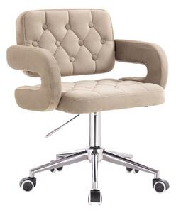 LuxuryForm DESIGN Kreslo ADRIA VELUR na striebornej podstave s kolieskami - latte