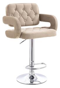 LuxuryForm DESIGN Barová stolička ADRIA VELUR na striebornom tanieri - latte