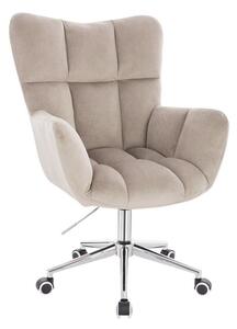 LuxuryForm DESIGN Kreslo AURORA VELUR na striebornej podstave s kolieskami - latte