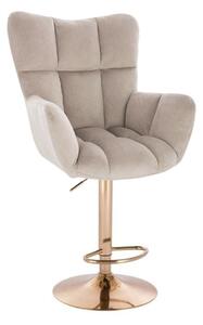LuxuryForm DESIGN Barové kreslo AURORA VELUR na zlatom tanieri - latte