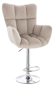 LuxuryForm DESIGN Barové kreslo AURORA VELUR na striebornom tanieri - latte