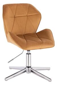 LuxuryForm DESIGN Stolička MILANO MAX VELUR na striebornom kríži - hnedá