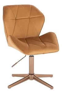 LuxuryForm DESIGN Stolička MILANO MAX VELUR na zlatom kríži - hnedá