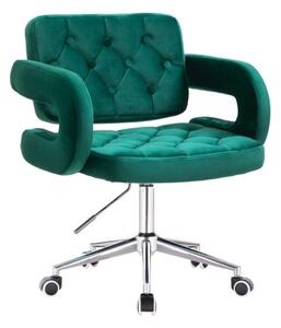 LuxuryForm DESIGN Kreslo ADRIA VELUR na striebornej podstave s kolieskami - zelené