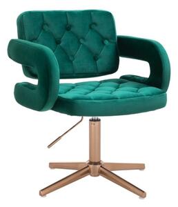 LuxuryForm DESIGN Kreslo ADRIA VELUR na zlatom kríži - zelené