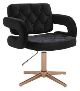LuxuryForm DESIGN Kreslo ADRIA VELUR na zlatom kríži - čierne