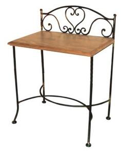 IRON-ART Nočný stolík MALAGA - bez zásuvky, kov + drevo