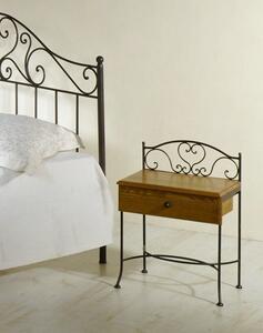 IRON-ART Nočný stolík MALAGA - so zásuvkou, kov + drevo