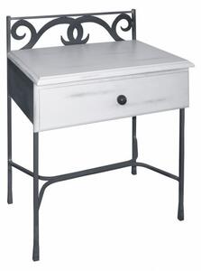 IRON-ART Nočný stolík GRANADA - so zásuvkou, kov + drevo