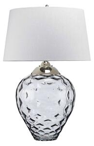 Stolová lampa Samara, Ø 51 cm, sivá, látka, sklo, 2 svetlá