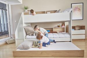 Poschodová posteľ pre tri deti s zásuvkou Bibliobed