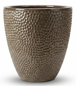 Keramický kvetináč Cigaline Brúsená bronz – ručne vyrábaný glazovaný kvetináč z keramiky S (26 x 28 cm)
