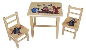 ČistéDrevo Drevený detský stolček so stoličkami - Krtko