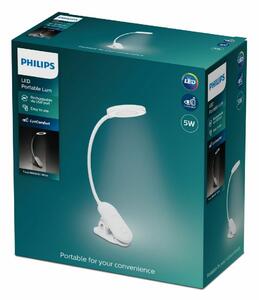 Philips 8720169194397 stolná LED lampa s klipom Forys, biela, 1x 5 W 200lm 4000K IP20