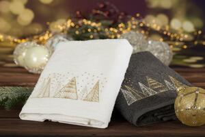 Bavlnený uterák biely so zlatou vianočnou vyšívkou Biela