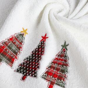 Bavlnený vianočný uterák biely so stromčekmi Biela