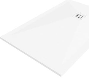 Mexen Stone+ kompozitná obdĺžniková sprchová vanička 120 x 100 cm, biela, biely kryt - 44101012-W