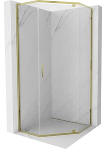Mexen Exo päťuholníková sprchová kabína s otváracími dverami 90 x 90 cm, transparentná, zlatá - 812-090-090-50-00