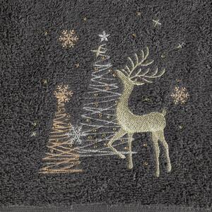 Bavlnený vianočný uterák sivý s jelenčekom Šírka: 70 cm | Dĺžka: 140 cm