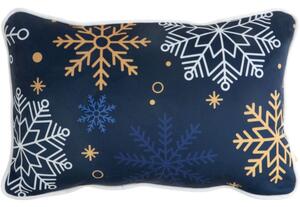 Modrá vianočná obliečka na vankúš zdobená snehovými vločkami Šířka: 30 cm | Délka: 45 cm