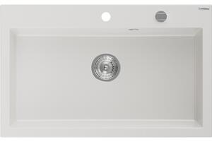 Mexen Elix žulový drez 1-komorový 800 x 500 mm, biely, sifón chróm - 6527801005-20