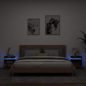 Nočné stolíky s LED svetlami 2 ks dymový dub 40x39x48,5 cm