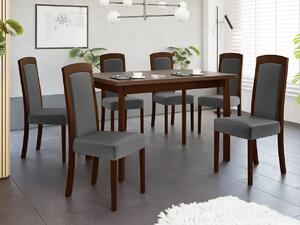 Rozkladací jedálenský stôl so 6 stoličkami - AL26, Morenie: Orech - L, Poťahové látky: Kronos 22 Mirjan24 5903211292811