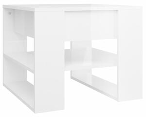 Konferenčný stolík lesklý biely 55,5x55x45 cm spracované drevo
