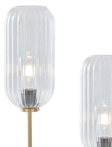 Stojacia lampa Art Deco mosadzná s čírym sklom 2-svetlo - Rid