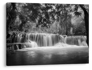 Obraz - Čiernobiely vodopád (70x50 cm)