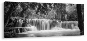 Obraz - Čiernobiely vodopád (120x50 cm)