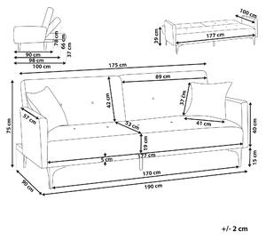 Pohovka 3miestna béžová prešívaná rozkladacia s vankúšmi, kovové nohy, moderná do obývacej izby