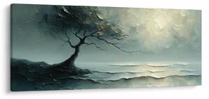 Obraz - Olejomaľba stromu s oceánom (120x50 cm)