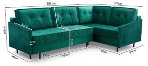Rohová sedačka v tvare U Aliran U (zelená) (L). Vlastná spoľahlivá doprava až k Vám domov. 1029942