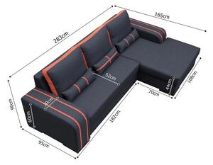 Rohová sedačka Vinita (čierna + oranžova) (L). Vlastná spoľahlivá doprava až k Vám domov. 1031333