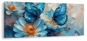 Obraz - Modrí motýle (120x50 cm)