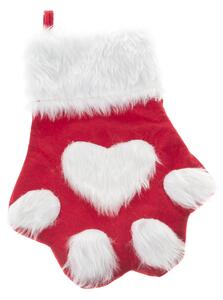 Vianočná textilná ponožka Labka 40 cm, červená