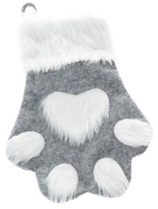 Vianočná textilná ponožka Labka 40 cm, sivá