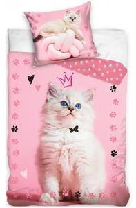 Bavlnené posteľné obliečky Mačička princezná - 100% bavlna Renforcé - 70 x 90 cm + 140 x 200 cm