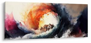 Obraz - Vo víre povodne, akvarel (120x50 cm)