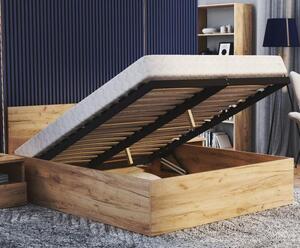 Manželská posteľ PANAMA 160x200 so zdvíhacím dreveným roštom DUB DUB