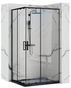 Rea Punto sprchovací kút 100x80 cm štvorcová čierna polomatné/priehľadné sklo REA-K4806