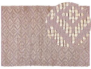 Koberec béžová a ružová bavlna juta 160 x 230 cm geometrický vzor rustikálny boho